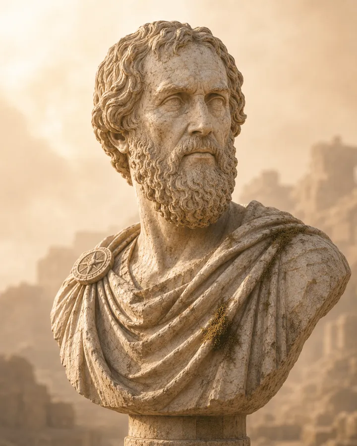 Mercator, the Prospecting AI employee, as a Roman marble bust