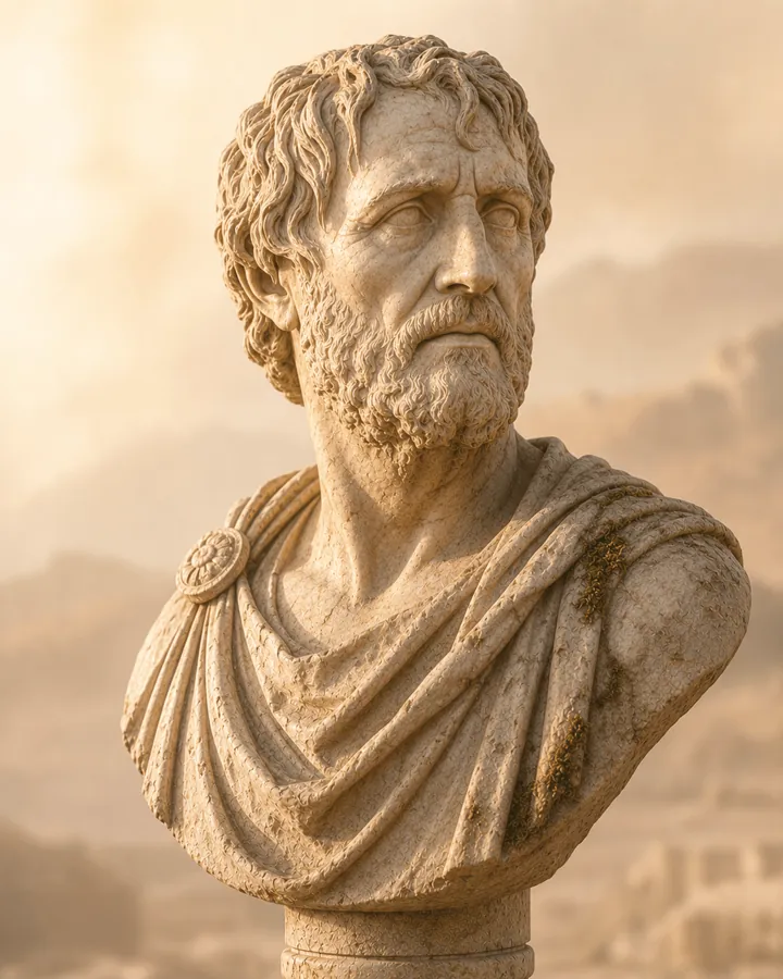 Seneca, the Research and Strategy AI employee, as a Roman marble bust