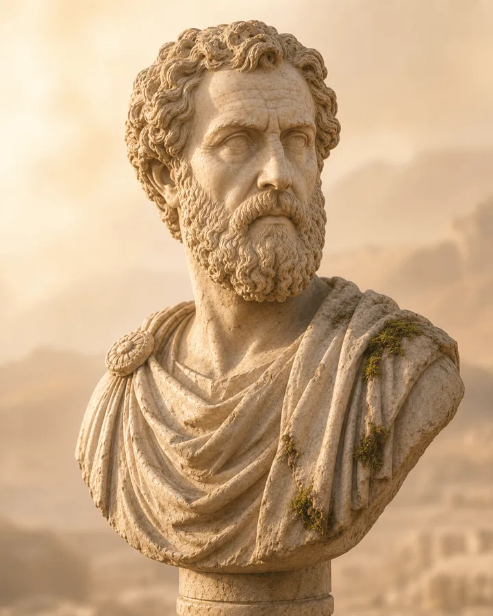 Vitruvius, the Website AI employee, as a Roman marble bust